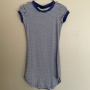 Blue and White Striped T-shirt Dress